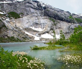 Beautiful lake in norwegian mountains