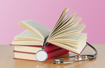 stethoscope and books