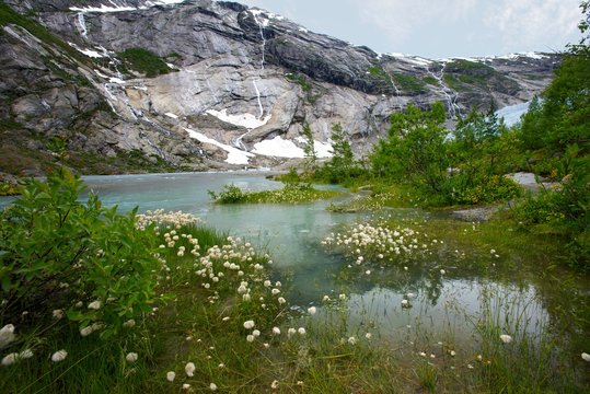 Beautiful lake in norwegian mountains
