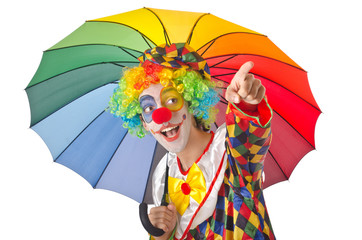 Funny clown on the white
