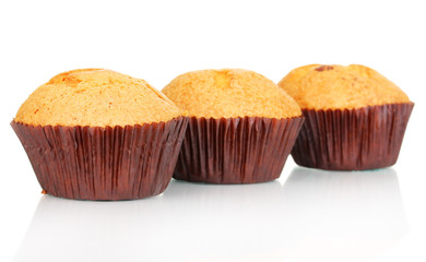 Fresh muffins isolated on white