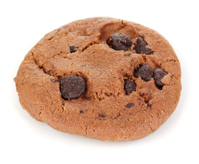 Chocolate chips cookie isolated on white