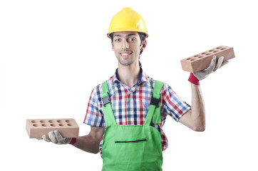 Construction worker isolated on the white