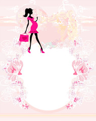 Beautiful pregnant woman on shopping for her new baby- abstract