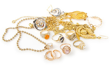 Lots of jewellery on white