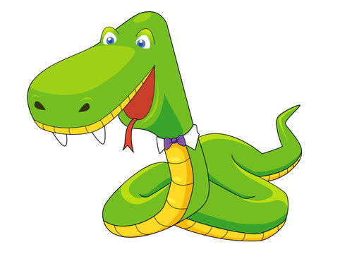 Green snake vector cartoon