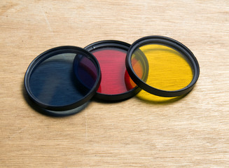 camera lens filter set blue red yellow