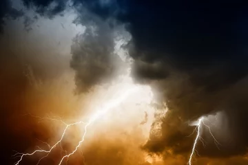 Fototapete Sturm Gewitterhimmel mit Blitzen