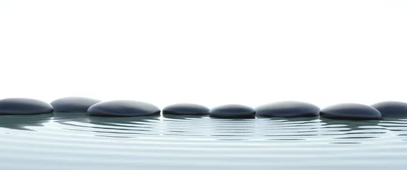 Fototapeten Zen-Steine im Wasser auf Breitbild © dampoint