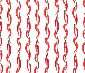 seamless pattern with peppers on white background, Print