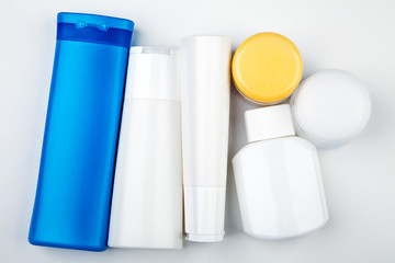 Plastic bottles and pots.