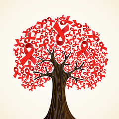 AIDS ribbon tree - obrazy, fototapety, plakaty