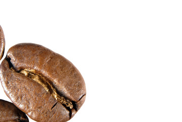 close-up of roasted coffee beans with copyspace