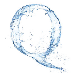 Water splashes letter "Q" isolated on white background