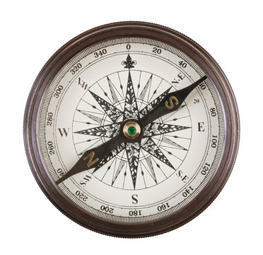Antique compass in a brass case