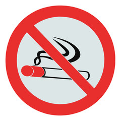No smoking zone prohibition sign isolated crossed cigarette icon