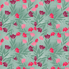 Red seamless flowers pattern