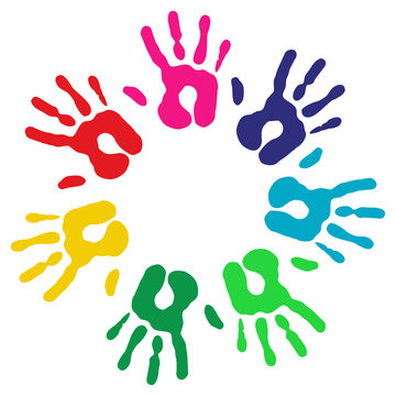 Multicolor diversity hands circle