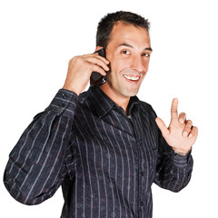 friendly young man with smartphone