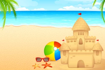 Peel and stick wall murals Castle vector illustration of sand castle on sea beach