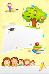 Obraz premium vector illustration of back to school template with kids