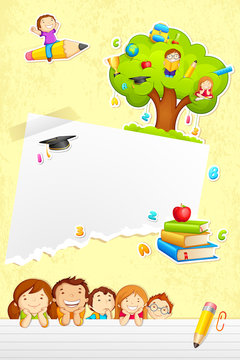 vector illustration of back to school template with kids