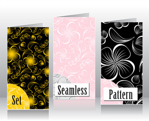 Set seamless patterns with flowers petals and leaves