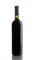 bottle of red wine isolated on white