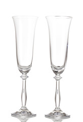 empty glasses for champagne isolated on white.