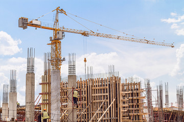 Construction site and a crane