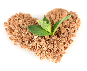 the heart of the chocolate crumb and mint isolated on white