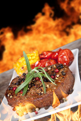 Delicious beef steak on plate