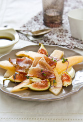 Melon,Fig ,Prosciutto and Mozzarella salad