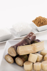 Various kinds of sugar on white background