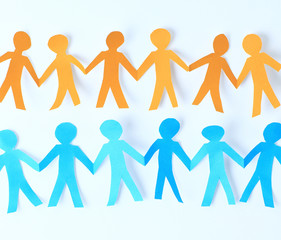 teamwork, paper people over white background