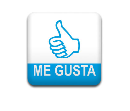 Boton cuadrado blanco ME GUSTA