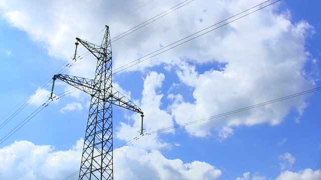 Sky and power lines. Time lapse