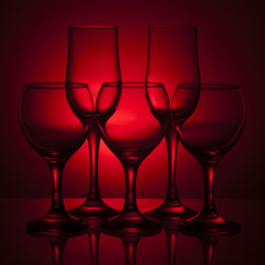 Few empty wine glasses
