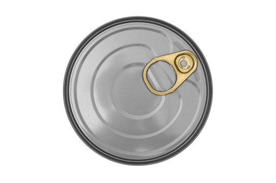 Circular tin can isolated on white