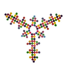 snowflake made of candies isolated on white background