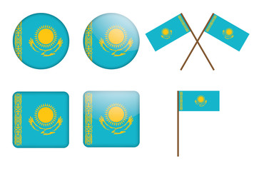 set of badges with flag of Kazakhstan vector illustration