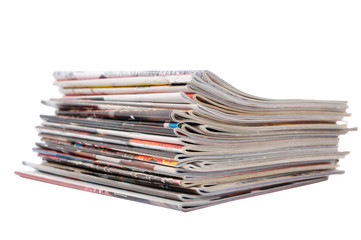 stack of magazines isolated