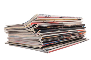 stack of magazines isolated