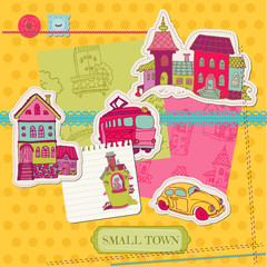 Little Town Scrap - for scrapbooking and design - in vector