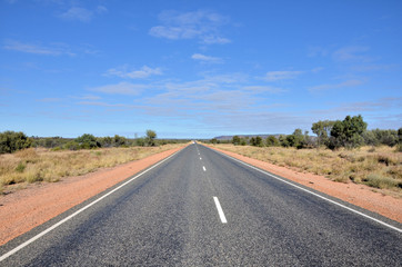 Highway in the Australian Outback and Blue Sky