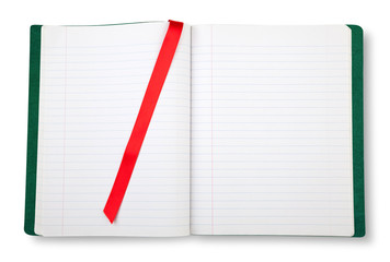 Open blank exercise book.