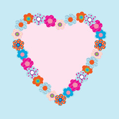 Frame in the shape of heart of flowers