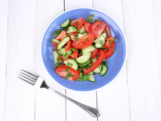 Fresh salad with tomatoes and cucumbers
