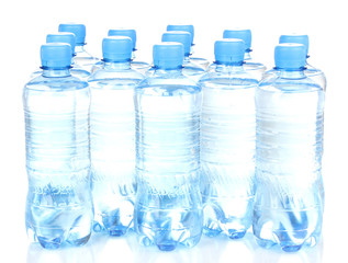 Naklejka premium plastic bottles of water isolated on white