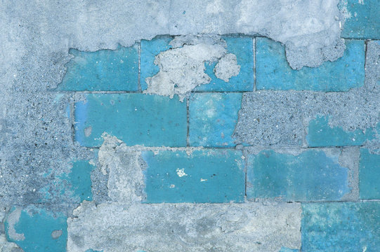 Fondo pared de ladrillo y cemento, azul